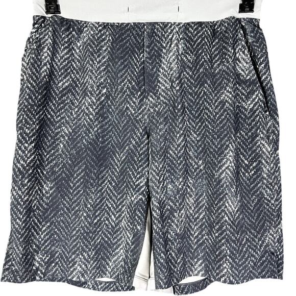 Lululemon T.H.E. Shorts 9" Unlined Gray Black Herringbone Gym Workout Mens M - Picture 1 of 5